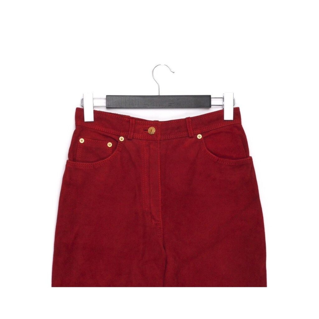 Gucci Tom Ford Era 90’s Red Suede Leather High Waist Pants — photo 3