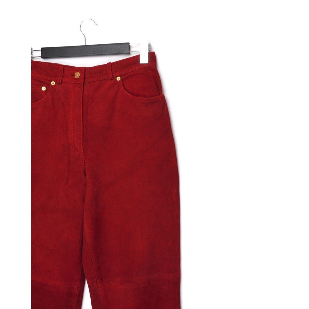 Gucci Tom Ford Era 90’s Red Suede Leather High Waist Pants — photo 4