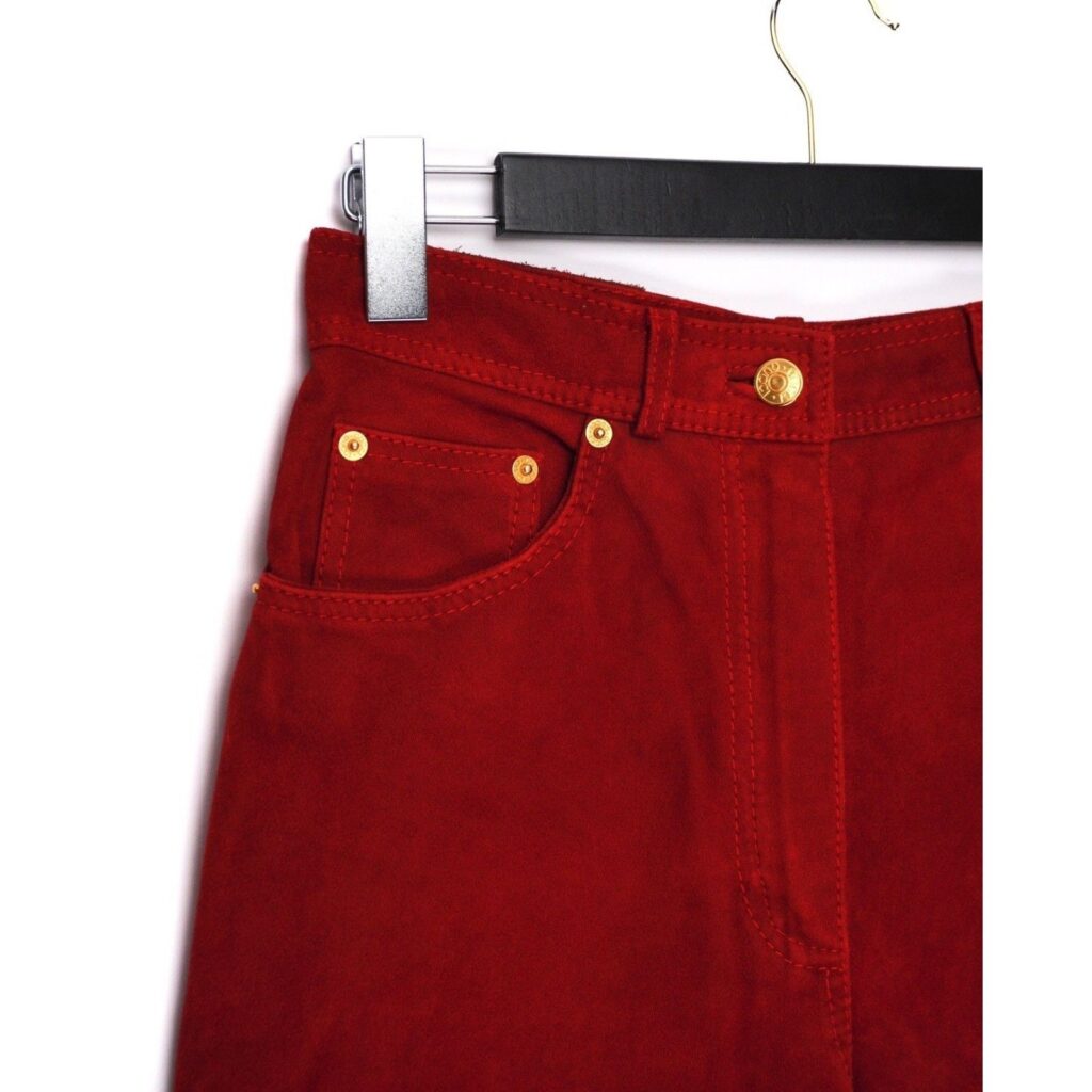 Gucci Tom Ford Era 90’s Red Suede Leather High Waist Pants — photo 5