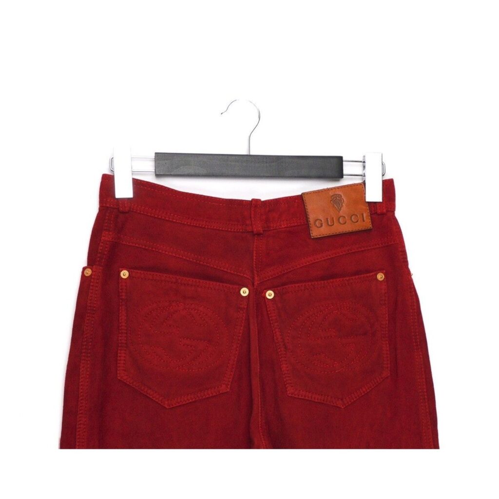 Gucci Tom Ford Era 90’s Red Suede Leather High Waist Pants — photo 6