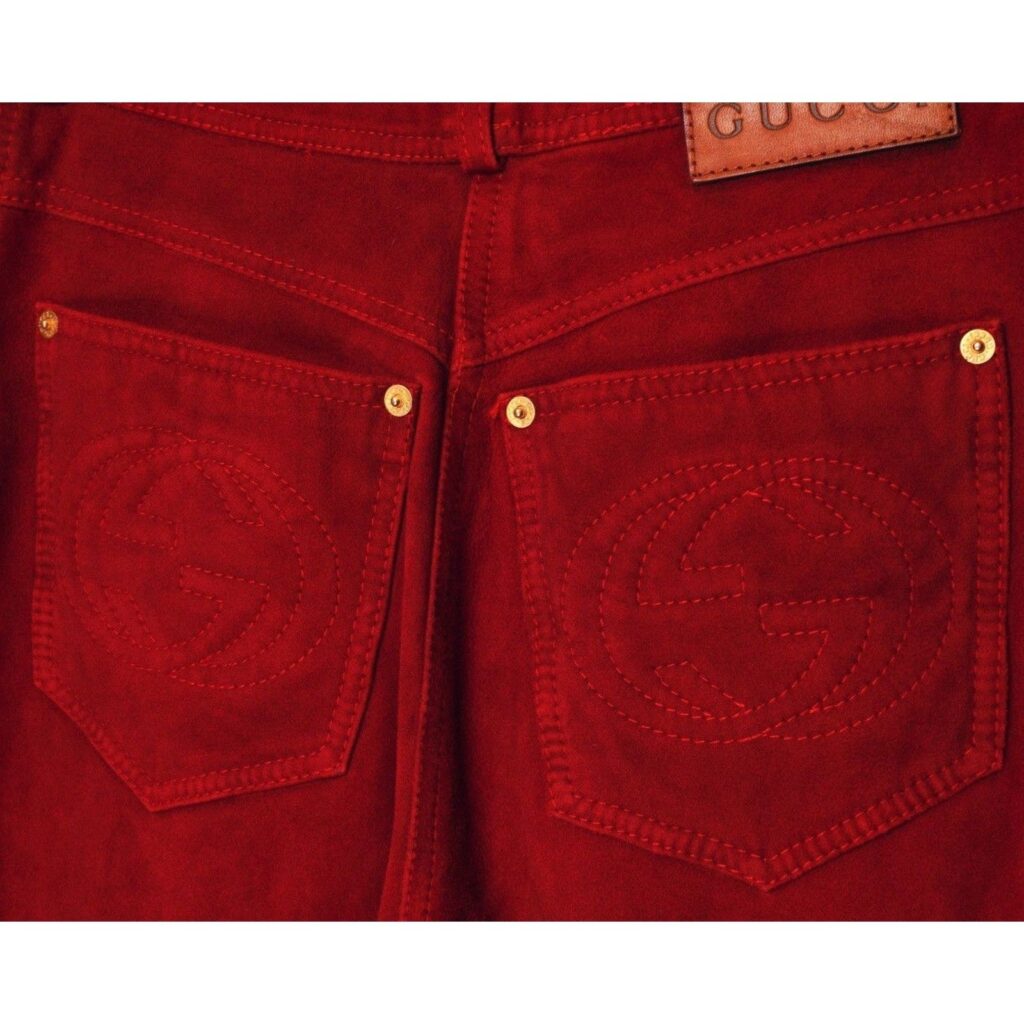 Gucci Tom Ford Era 90’s Red Suede Leather High Waist Pants — photo 7