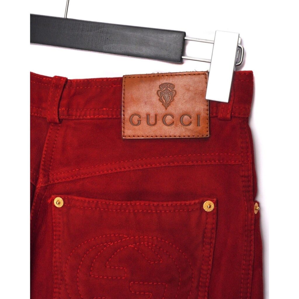 Gucci Tom Ford Era 90’s Red Suede Leather High Waist Pants — photo 8