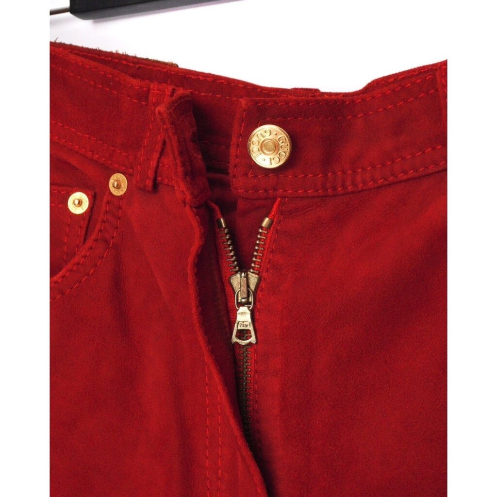 Gucci Tom Ford Era 90’s Red Suede Leather High Waist Pants — photo 9