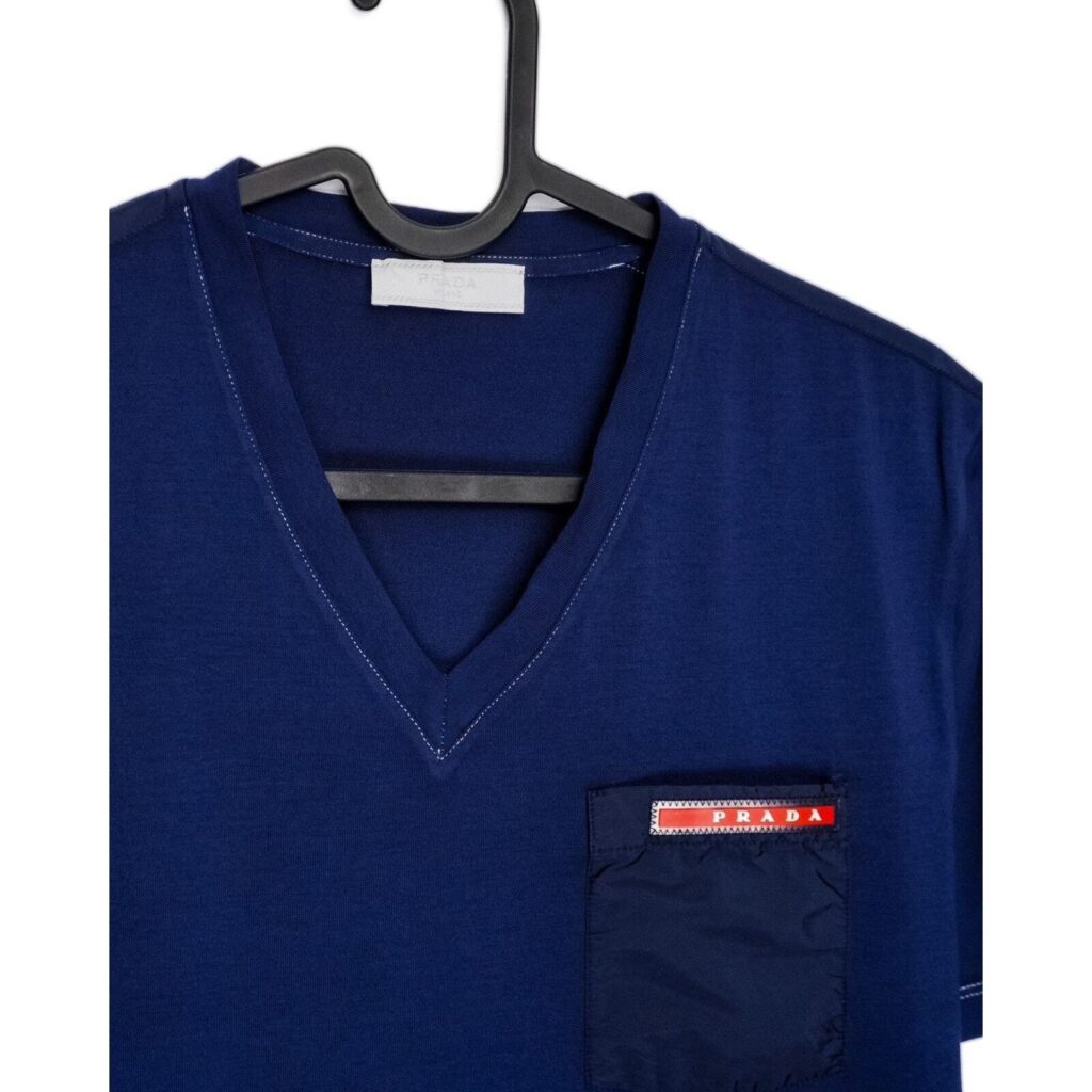 Prada Linea Rossa Red Tab Logo Nylon Pocket Tee Shirt — photo 4