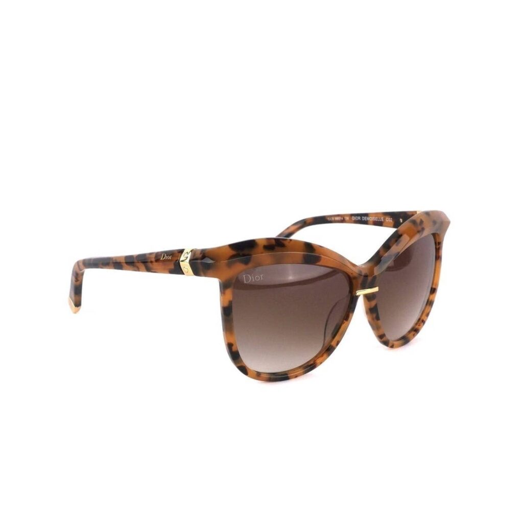 Vintage Christian Dior Demoiselle Gold Logo Brown Sunglasses