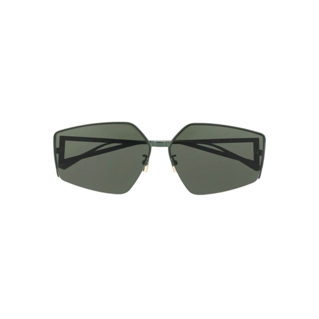Bottega Veneta Geometric Frame Dark Green Metal Sunglasses — photo 2