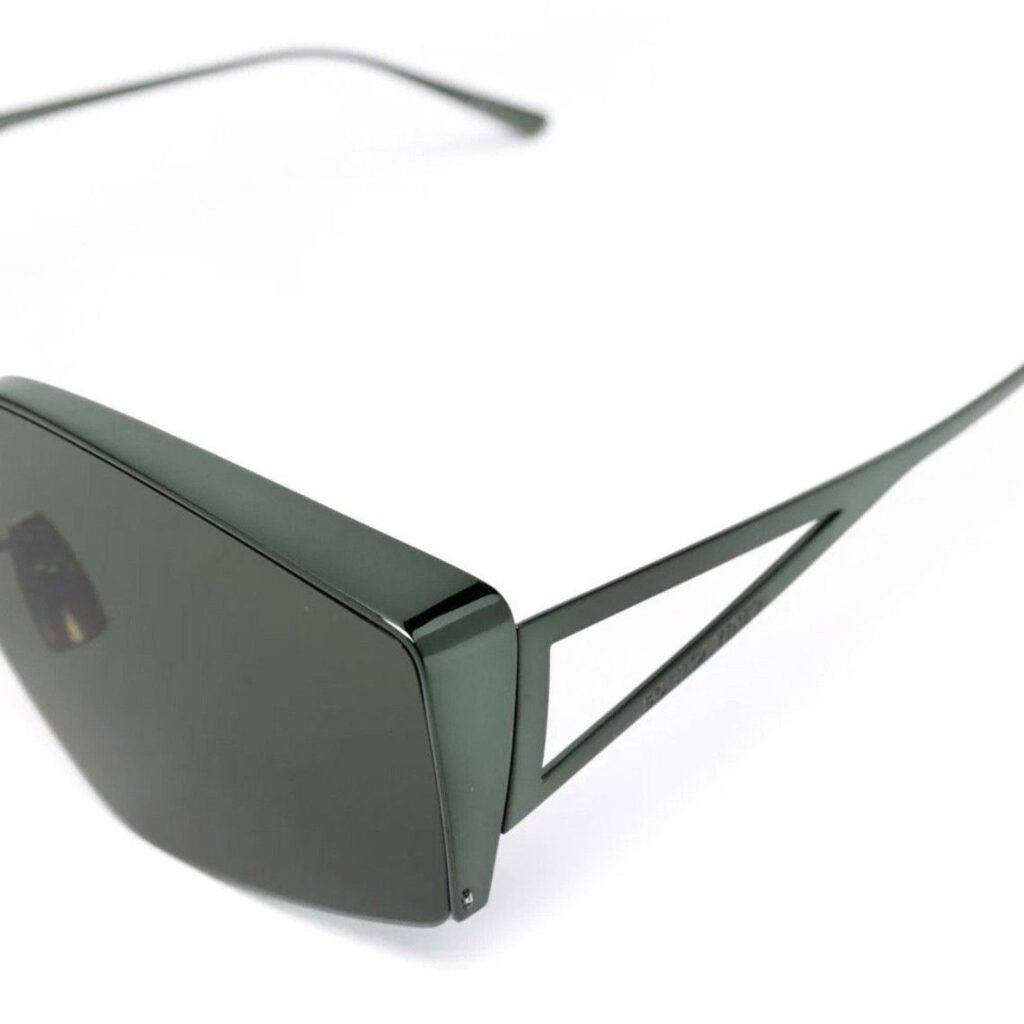 Bottega Veneta Geometric Frame Dark Green Metal Sunglasses — photo 5