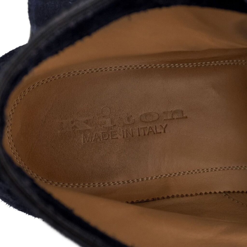 Kiton Double Monk Navy Calfskin Suede Leather Ankle Boots — photo 6