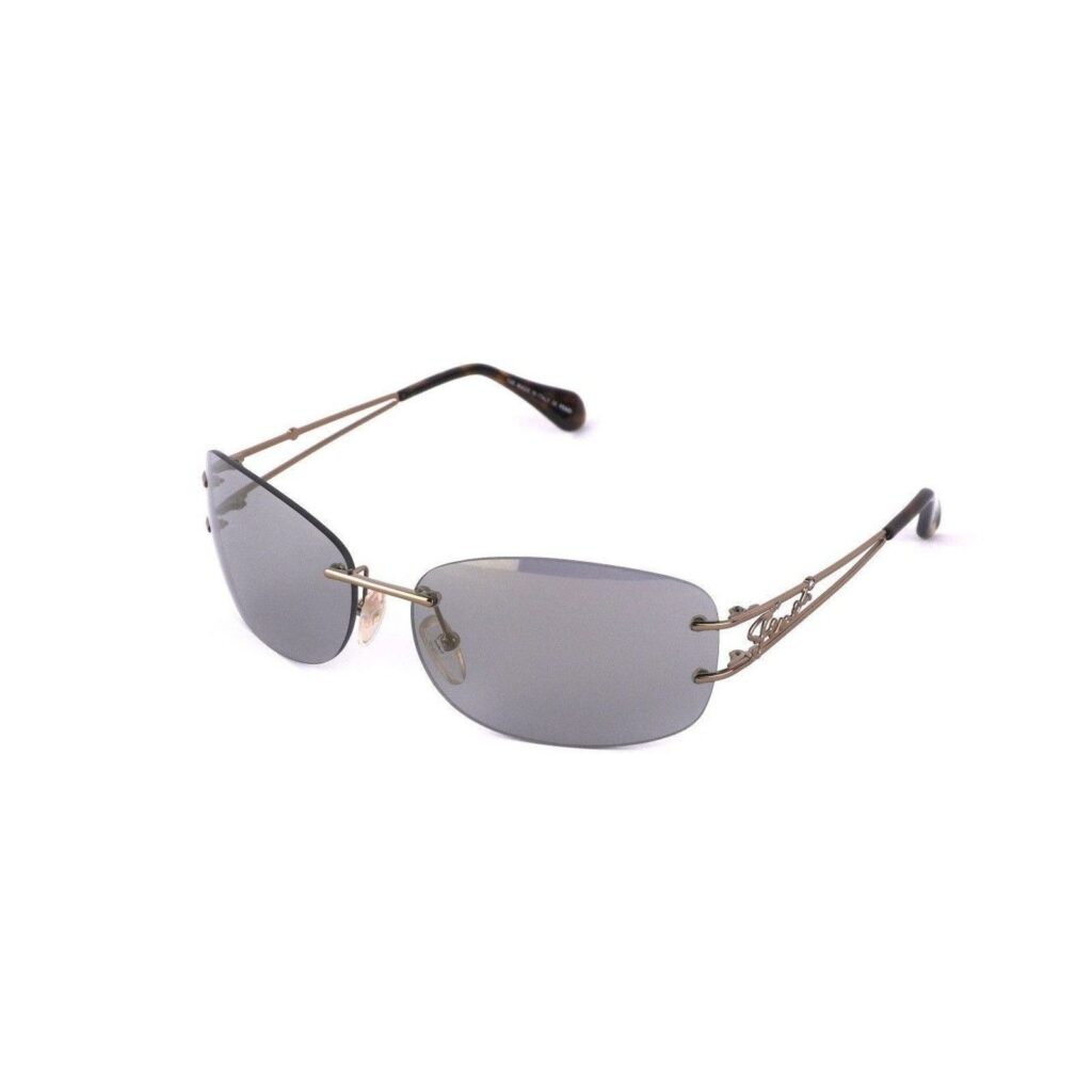 Vintage Fendi Signature Crystal Logo Gold Brown Sunglasses