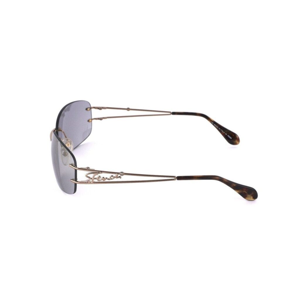 Vintage Fendi Signature Crystal Logo Gold Brown Sunglasses — photo 3