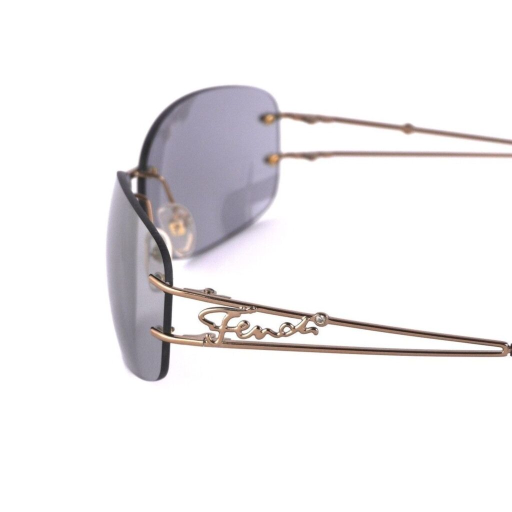 Vintage Fendi Signature Crystal Logo Gold Brown Sunglasses — photo 7