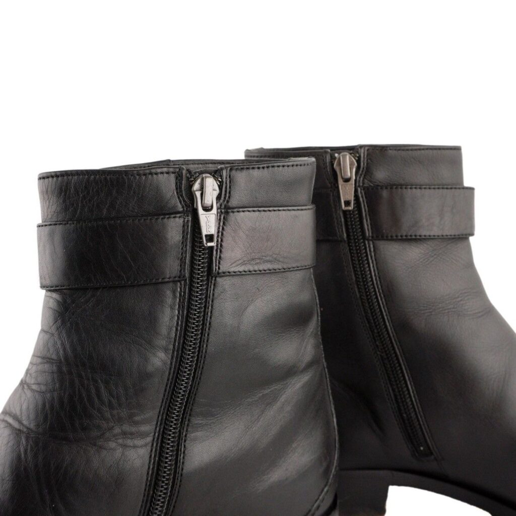 Gucci GG Interlocking Silver Logo Black Leather Zip Boots — photo 10
