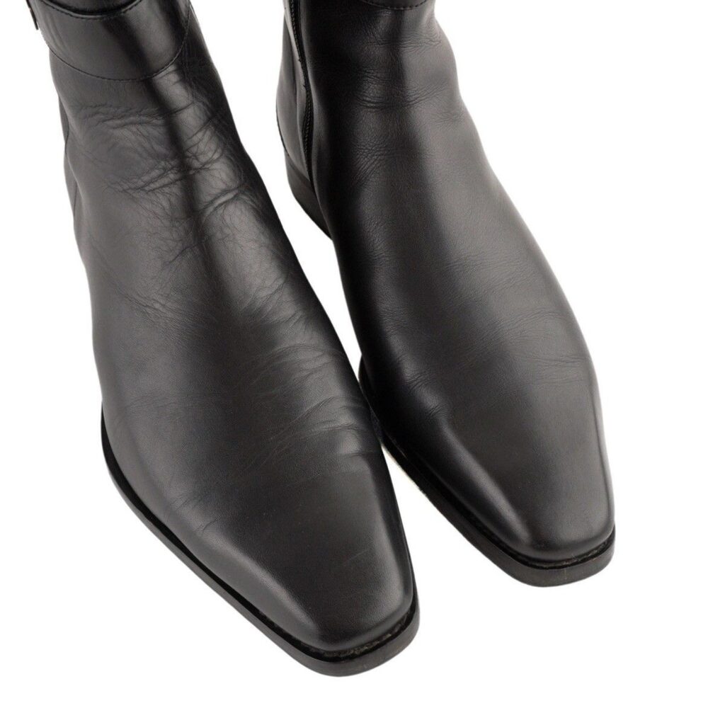 Gucci GG Interlocking Silver Logo Black Leather Zip Boots — photo 9