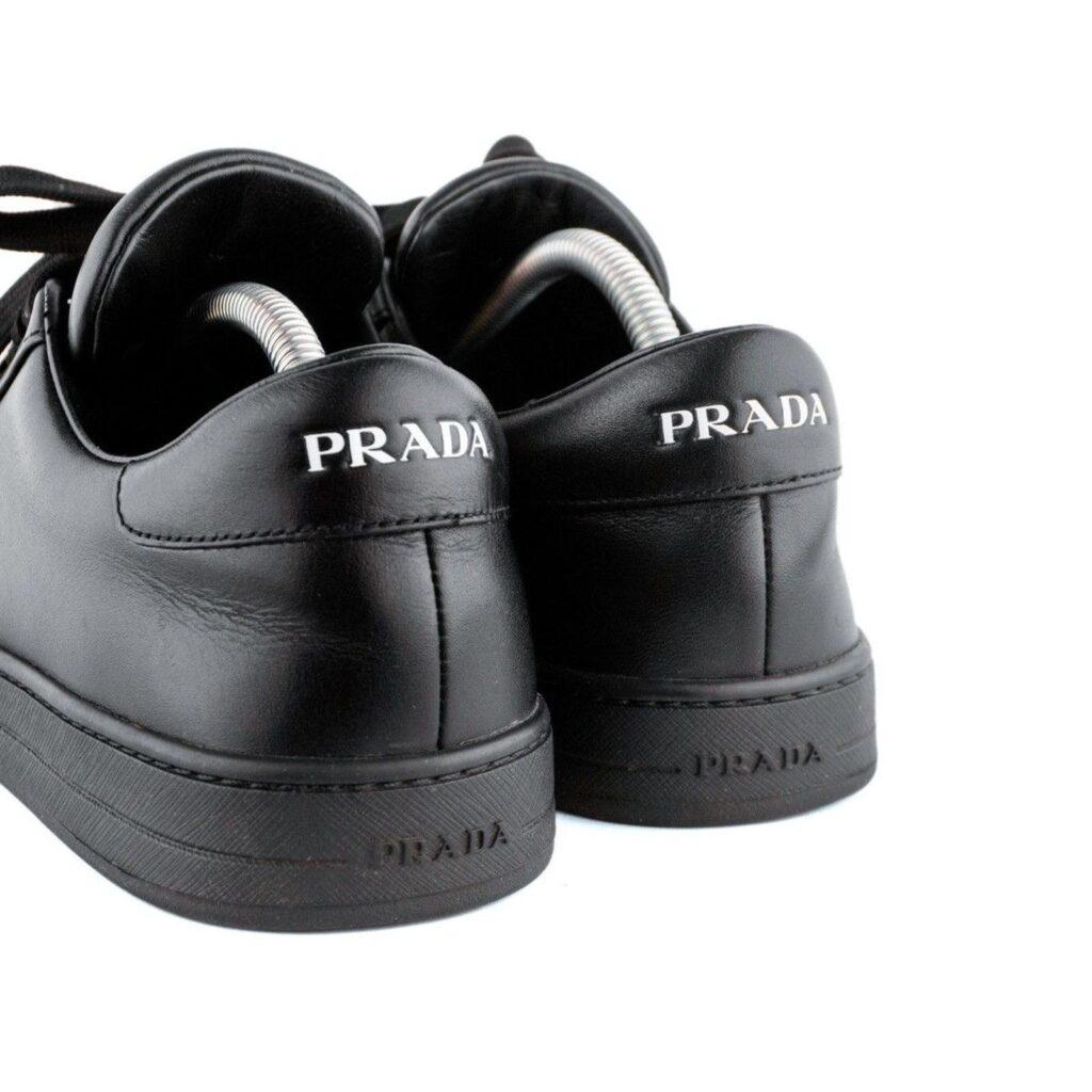 Prada Milano Classic Logo Black Leather Tennis Sneakers — photo 11