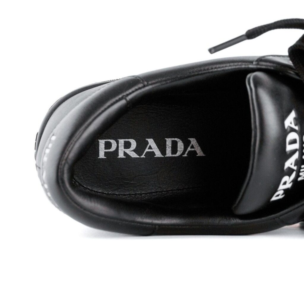 Prada Milano Classic Logo Black Leather Tennis Sneakers — photo 8
