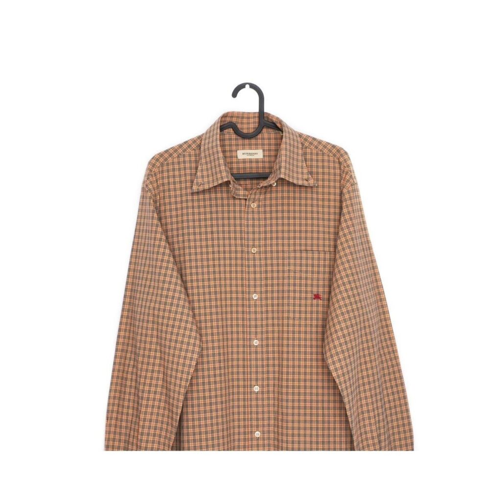 Burberry Full Small Scale Checked Print Red Logo Shirt — photo 3