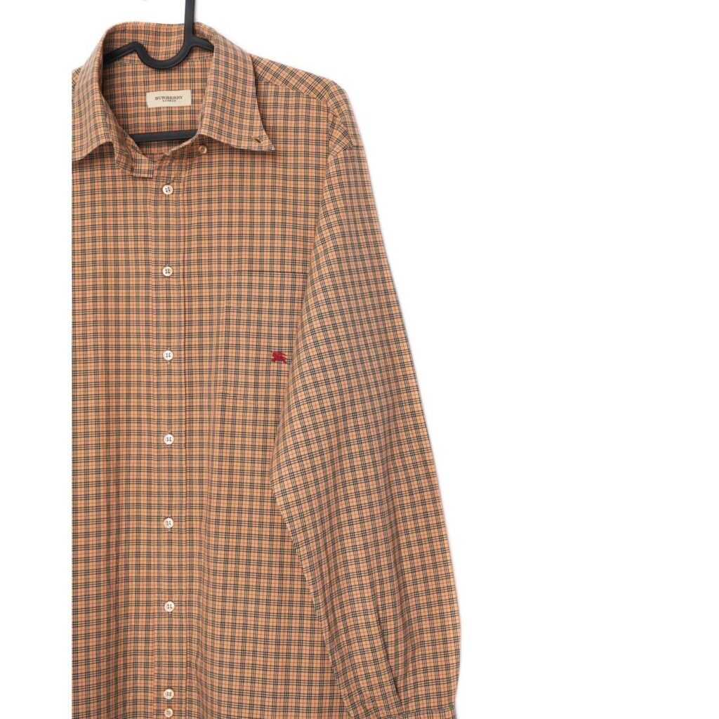 Burberry Full Small Scale Checked Print Red Logo Shirt — photo 4