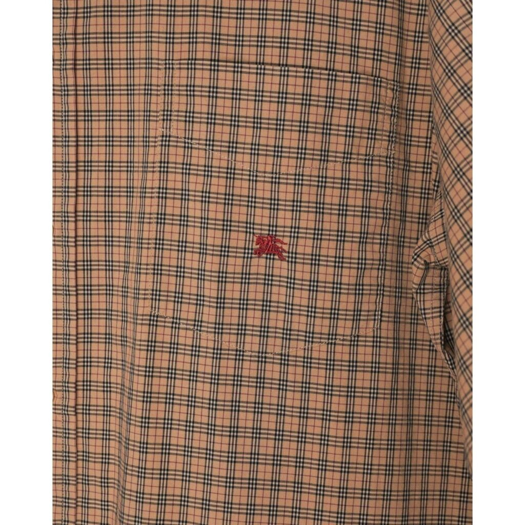 Burberry Full Small Scale Checked Print Red Logo Shirt — photo 6