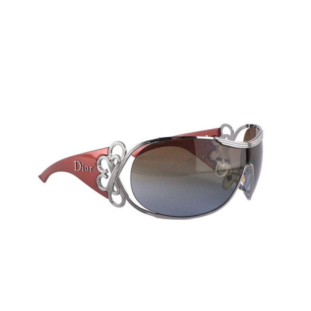 Vintage Christian Dior Diori Mask Shield Silver Sunglasses