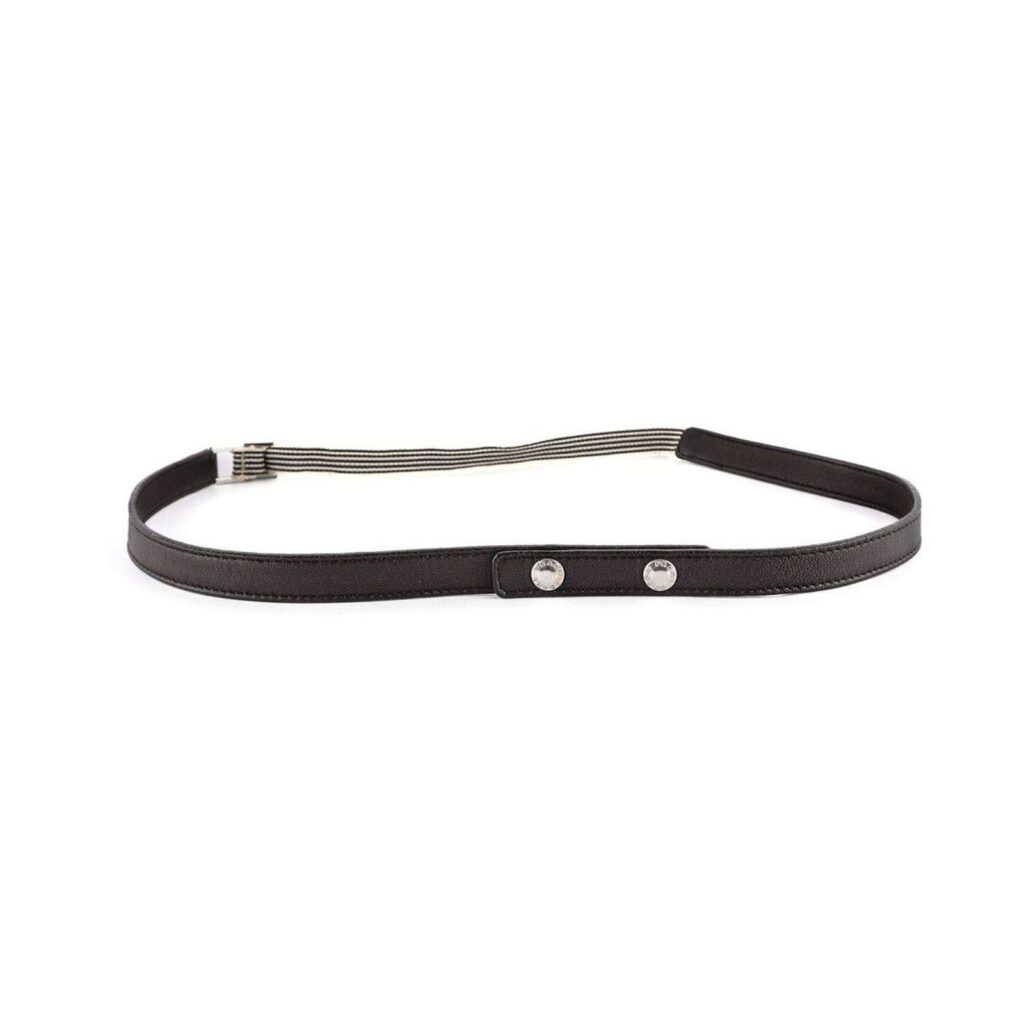 Vintage Prada Silver Logo Striped Ladies Black Leather Belt — photo 2