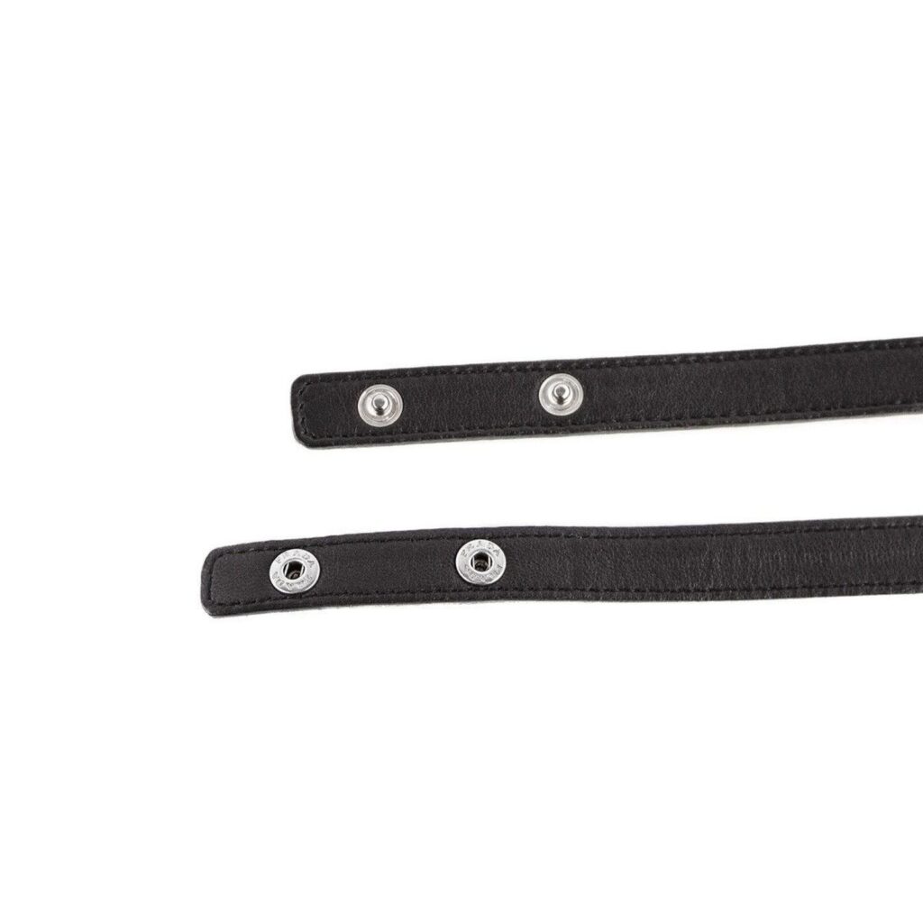 Vintage Prada Silver Logo Striped Ladies Black Leather Belt — photo 4
