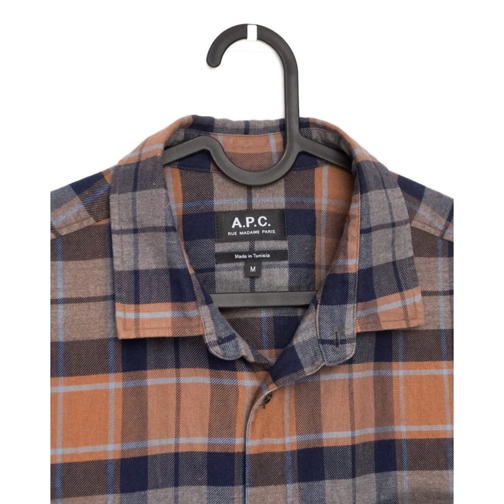 A.P.C. Paris Flannel Plaid Cotton Linen Blend Button Shirt — photo 4