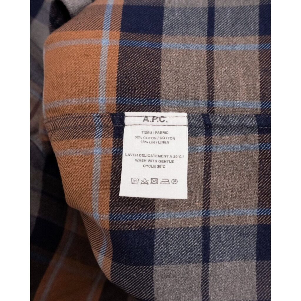 A.P.C. Paris Flannel Plaid Cotton Linen Blend Button Shirt — photo 7