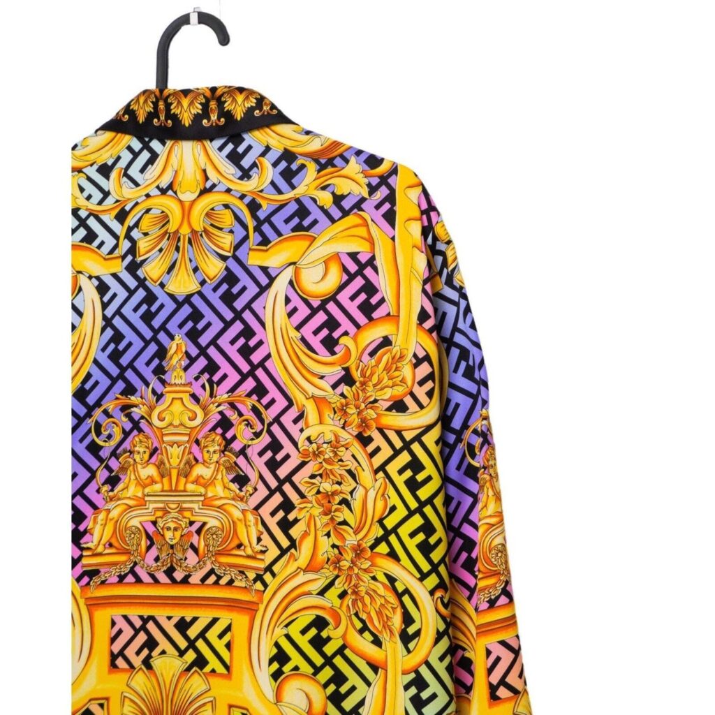 Fendi Versace Baroque Medusa FF Monogram Women’s Silk Shirt — photo 10