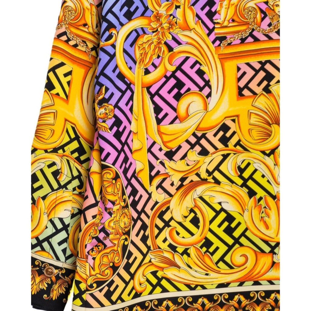 Fendi Versace Baroque Medusa FF Monogram Women’s Silk Shirt — photo 11