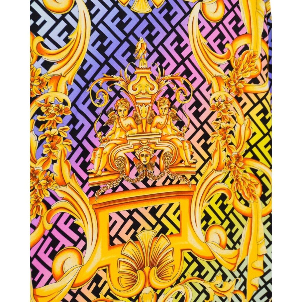 Fendi Versace Baroque Medusa FF Monogram Women’s Silk Shirt — photo 12