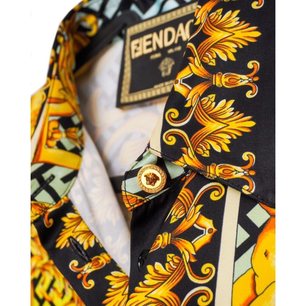 Fendi Versace Baroque Medusa FF Monogram Women’s Silk Shirt — photo 13