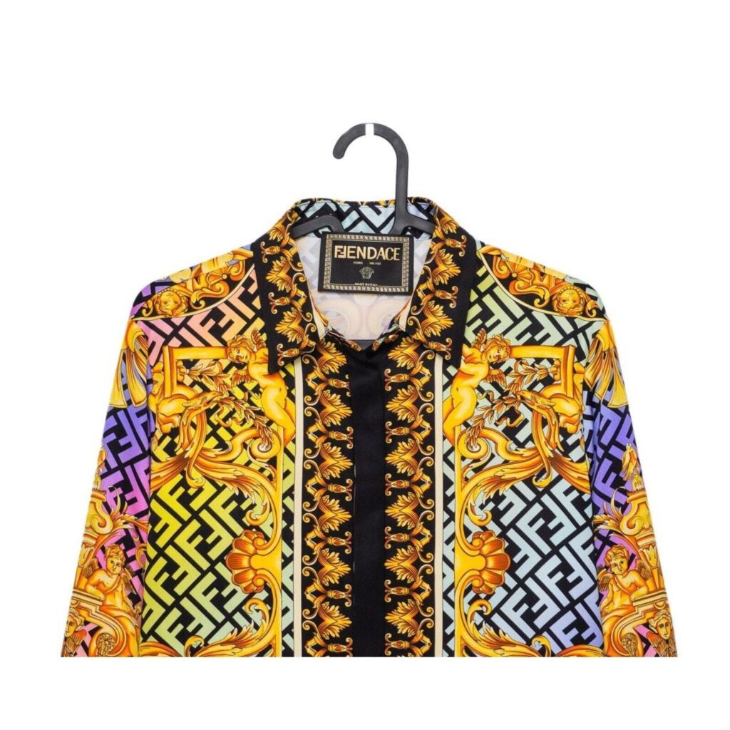 Fendi Versace Baroque Medusa FF Monogram Women’s Silk Shirt — photo 3