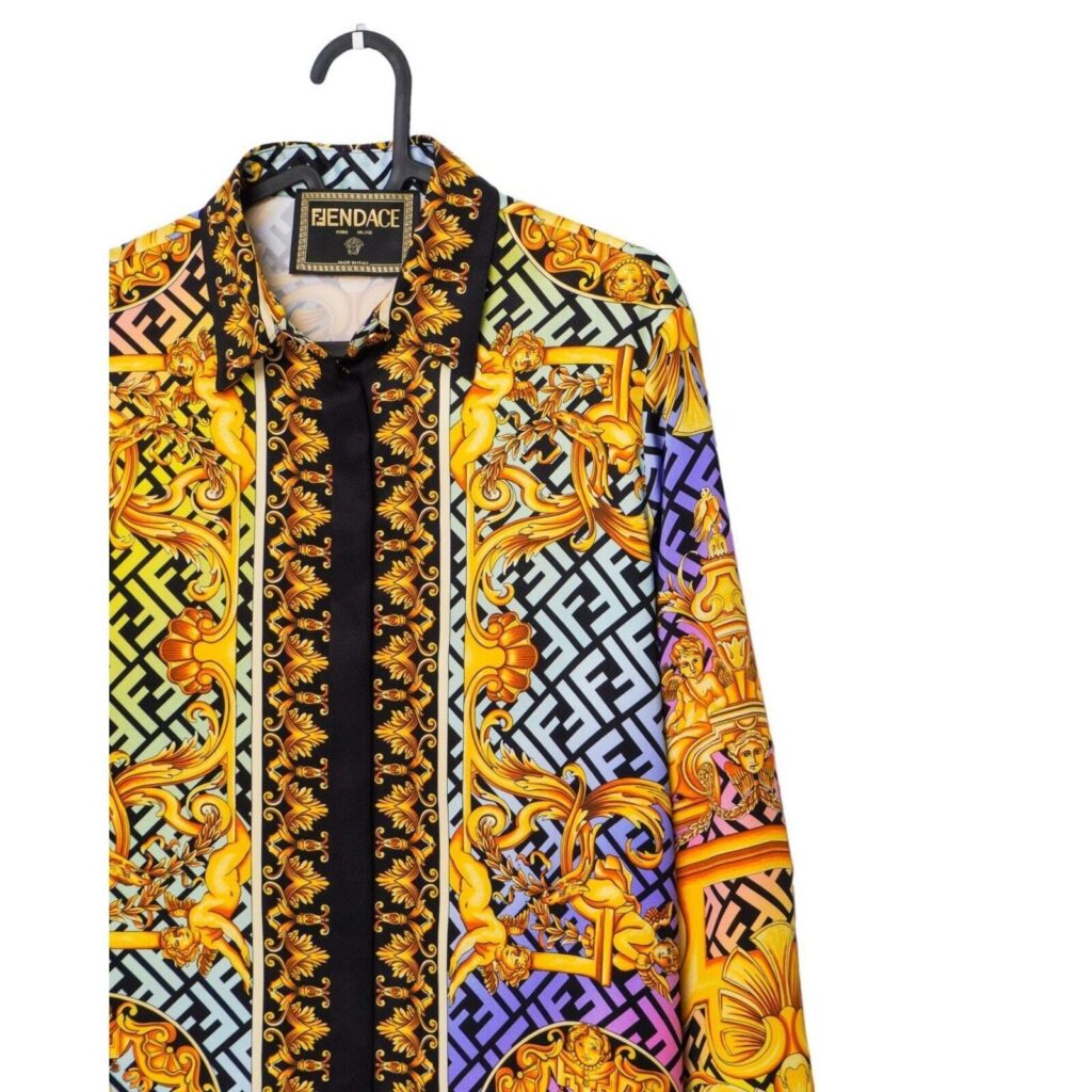 Fendi Versace Baroque Medusa FF Monogram Women’s Silk Shirt — photo 4