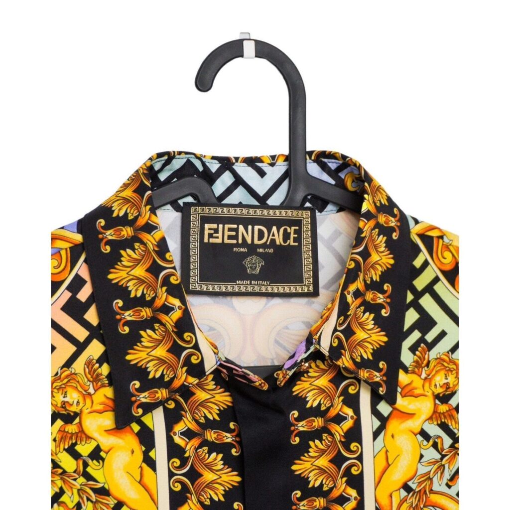 Fendi Versace Baroque Medusa FF Monogram Women’s Silk Shirt — photo 5