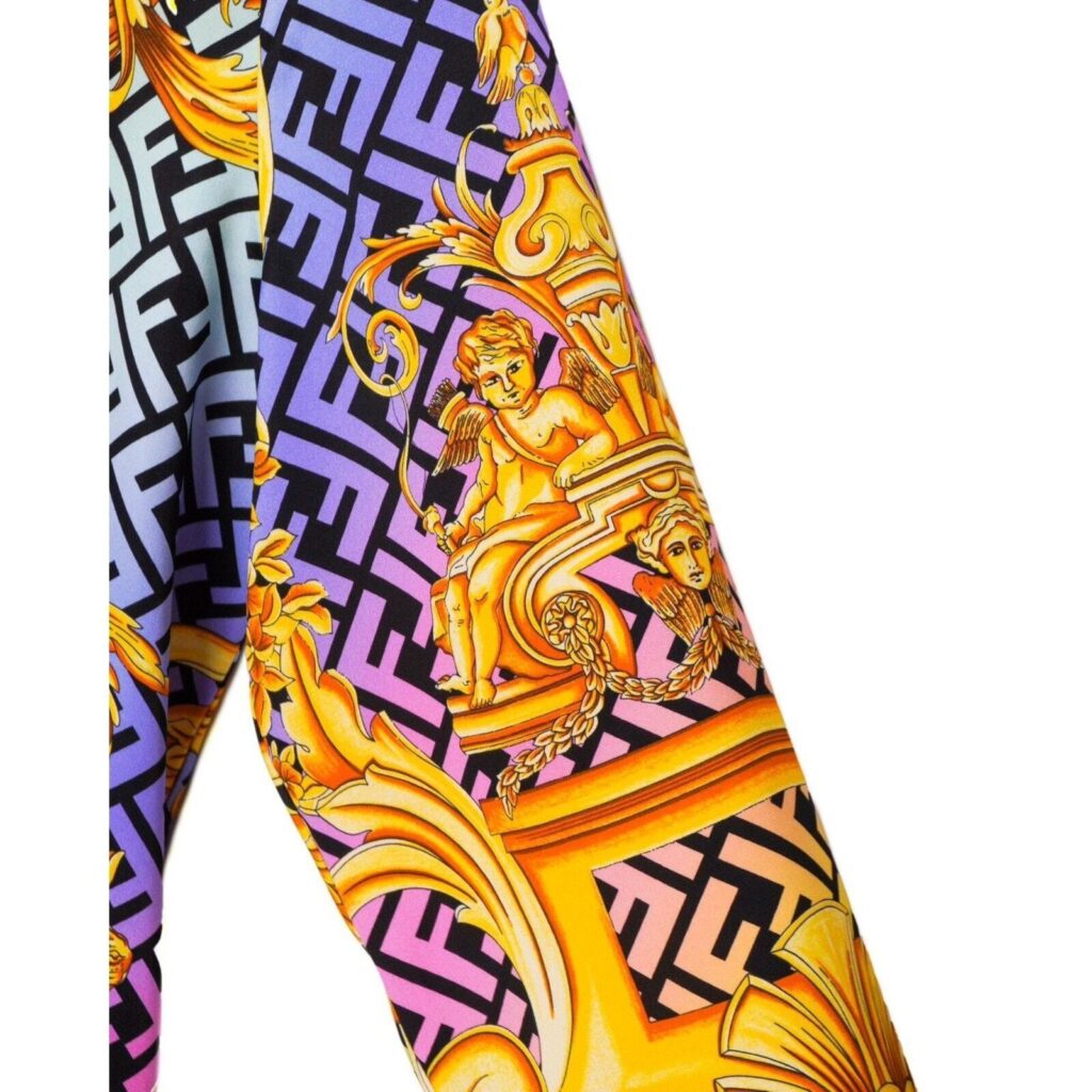 Fendi Versace Baroque Medusa FF Monogram Women’s Silk Shirt — photo 9