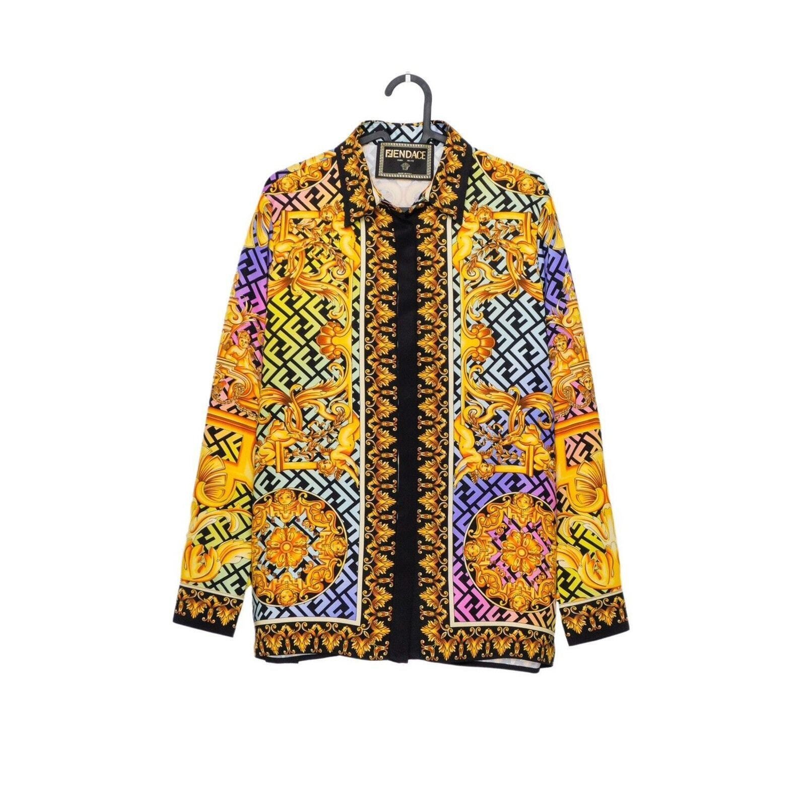 Fendi Versace Baroque Medusa FF Monogram Women’s Silk Shirt