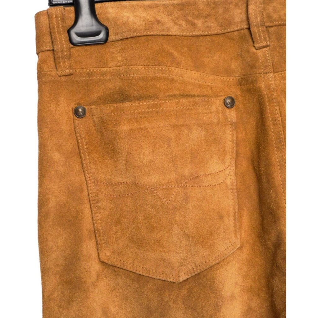 Vintage Ralph Lauren Old Logo Real Calf Suede Leather Pants — photo 5
