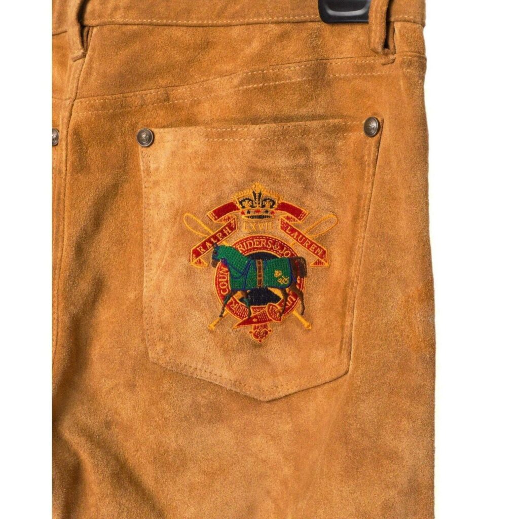 Vintage Ralph Lauren Old Logo Real Calf Suede Leather Pants — photo 6