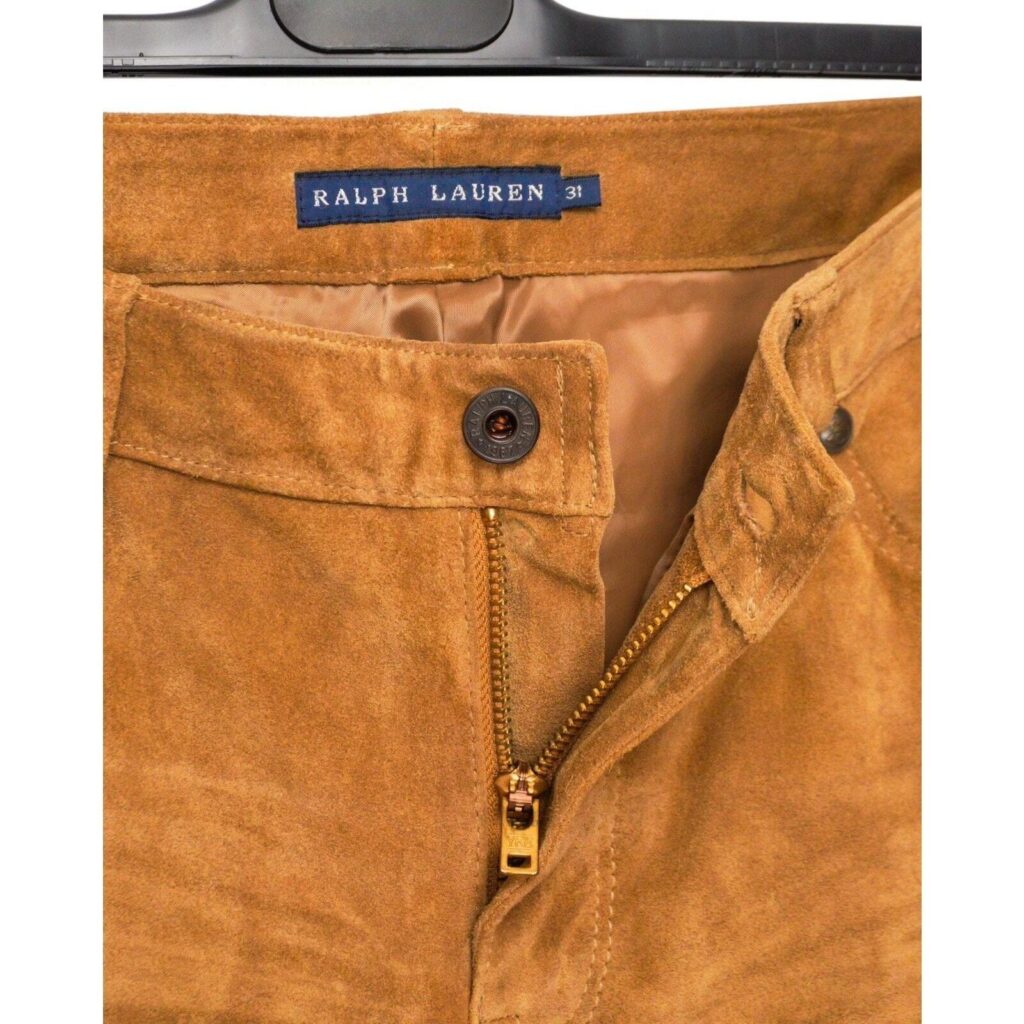 Vintage Ralph Lauren Old Logo Real Calf Suede Leather Pants — photo 9