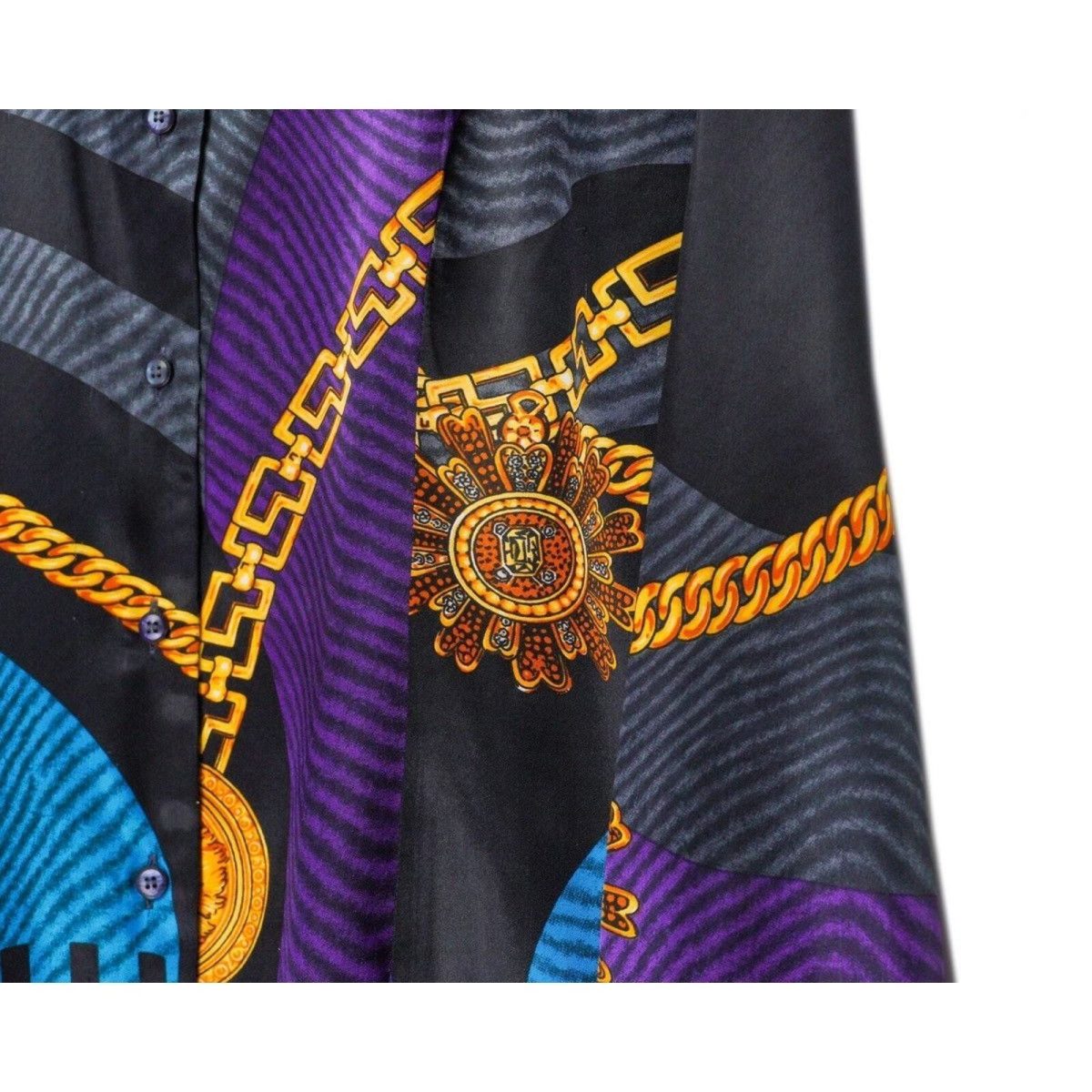 Vintage Versace Baroque Gold Chain Logo Abstract Silk Shirt — photo 4