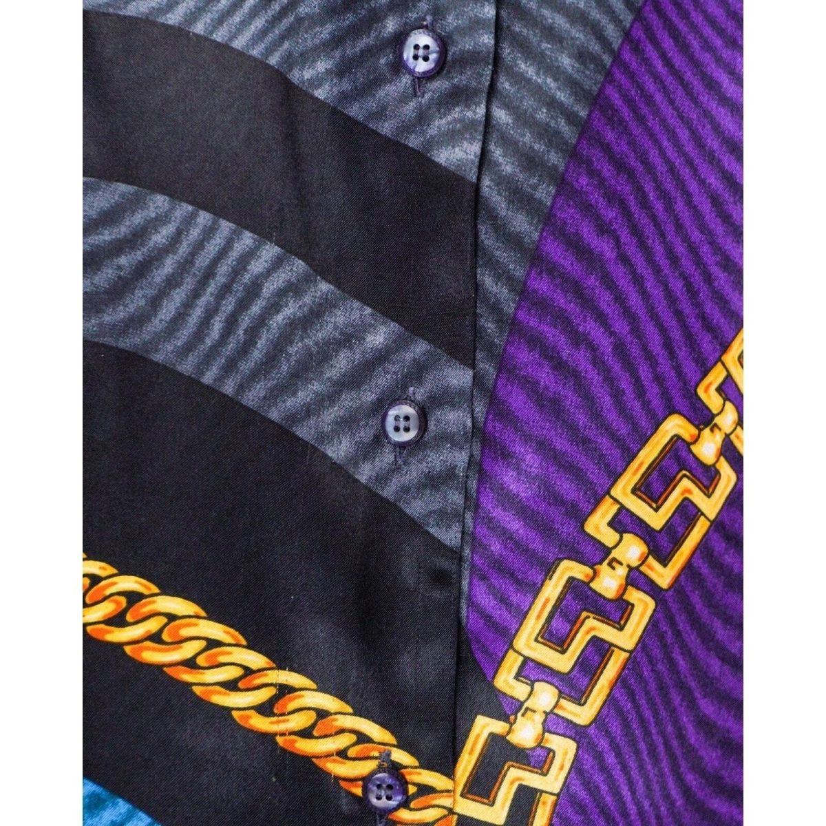 Vintage Versace Baroque Gold Chain Logo Abstract Silk Shirt — photo 7